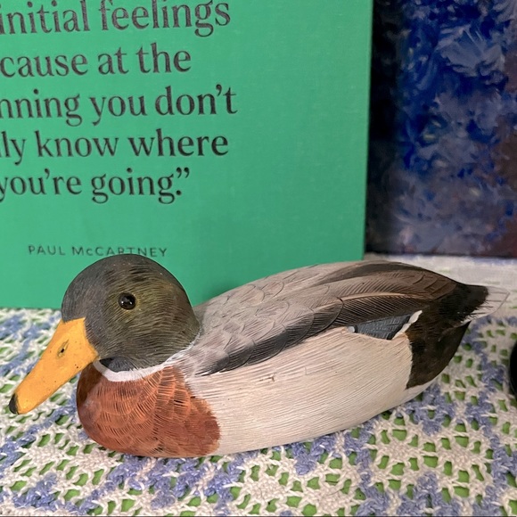 Vintage Other - LAST CHANCE VTG Handcrafted Wooden Mallard Duck Figurine Marked McDonald